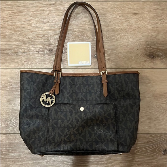 Michael Kors Black and Brown Women's Tote Bag - Picture 1 of 3